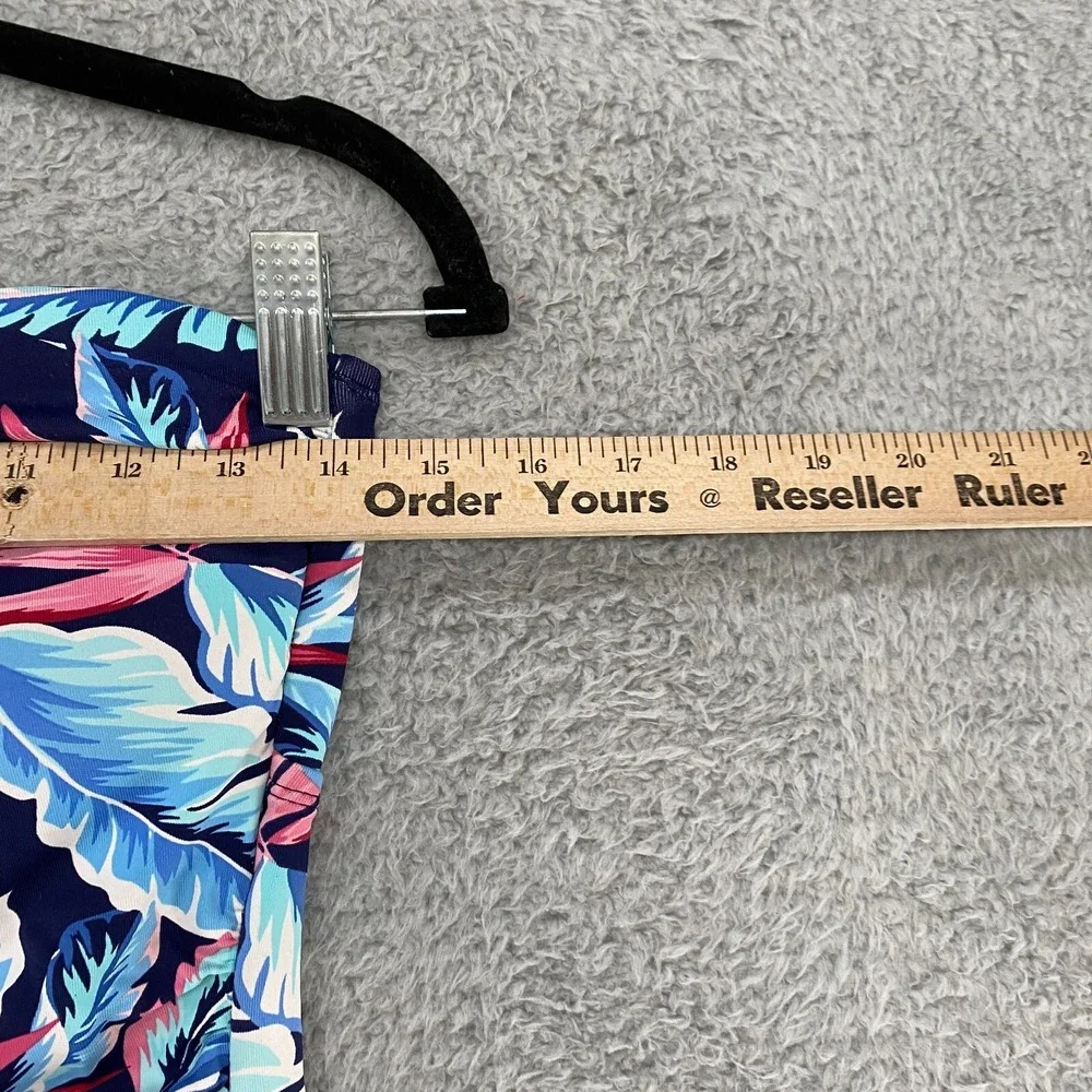 Tommy‎ Bahama Swimsuit Womens 8 One Piece Floral Strapless Bandeau Tropical Blue
